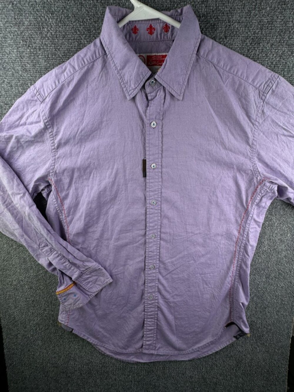 Robert Graham Purple Long Sleeve Button Up Shirt Men Size Large Cotton Adulr